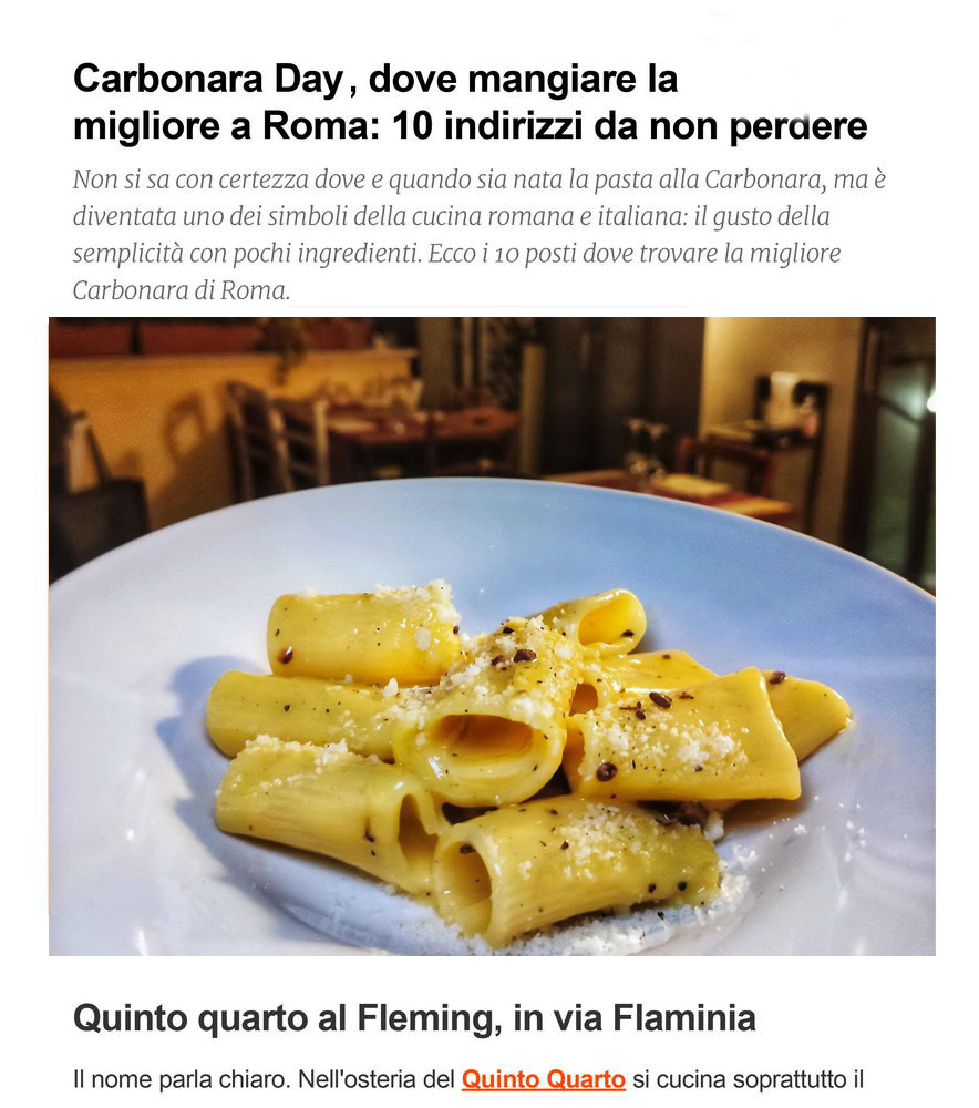 dove mangiare la imgliore carbonara di roma